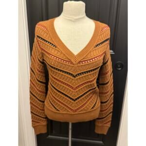 EVEREVE Sawyer Sweater Women's XS Brown Chevron Stripe EUC